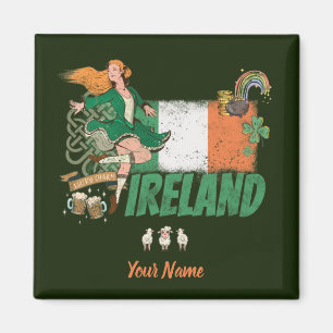 Aimant Drapeau vintage d'Irlande souvenir de la Saint-Pat
