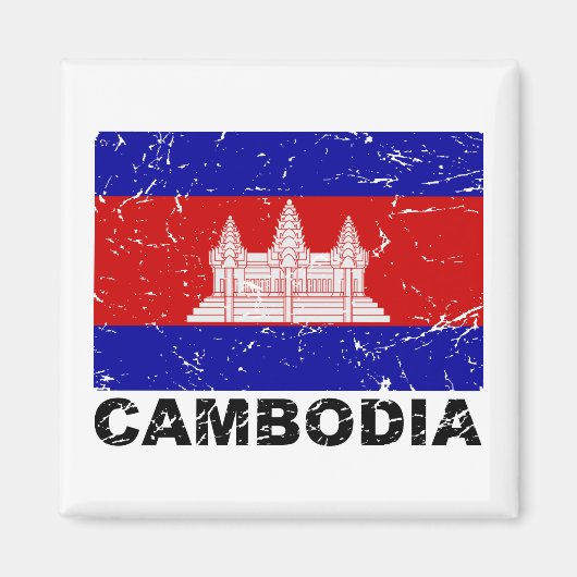 Aimant Drapeau Vintage du Cambodge (Devant)
