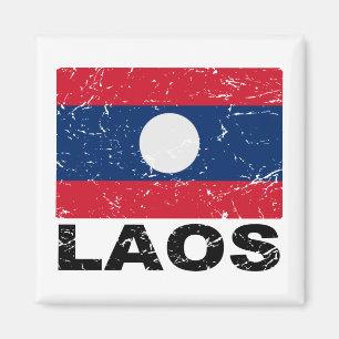 Aimant Drapeau Vintage du Laos