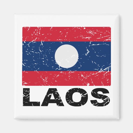 Aimant Drapeau Vintage du Laos (Devant)