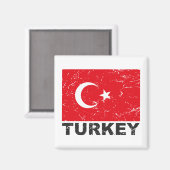 Aimant Drapeau Vintage Turquie (Recto/Verso)