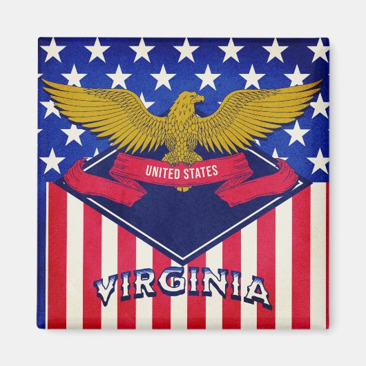 Aimant Drapeau Virginia USA (Devant)