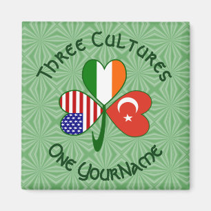 Aimant Drapeaux Américains Irlandais Turcs Shamrock Votre