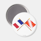 Aimant Drapeaux croisés de France et d'Alsace (Recto/Verso)
