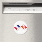 Aimant Drapeaux croisés de France et d'Alsace (In Situ (Lave-vaisselle))