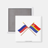 Aimant Drapeaux croisés de la Russie et de l'oblast de Ka (Recto/Verso)