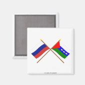 Aimant Drapeaux croisés de la Russie et de l'oblast de Ti (Recto/Verso)