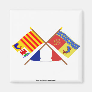 Aimant Drapeaux croisés de PACA et de Hautes-Alpes