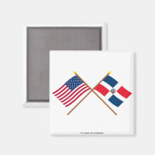 Aimant Drapeaux croisés des États-Unis et de la Républiqu (Recto/Verso)