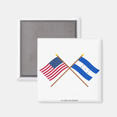 Aimant Drapeaux croisés des États-Unis et du Honduras (Recto/Verso)