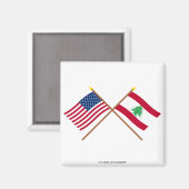 Aimant Drapeaux croisés des États-Unis et du Liban (Recto/Verso)