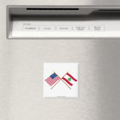 Aimant Drapeaux croisés des États-Unis et du Liban (In Situ (Lave-vaisselle))