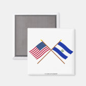 Aimant Drapeaux croisés des États-Unis et du Salvador (Recto/Verso)