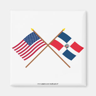 Aimant Drapeaux croisés des USA et de la République