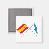 Aimant Drapeaux croisés d'Espagne et de Galice (Recto/Verso)