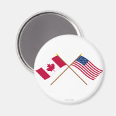Aimant Drapeaux croisés du Canada et des États-Unis (Recto/Verso)