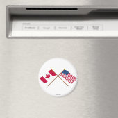 Aimant Drapeaux croisés du Canada et des États-Unis (In Situ (Lave-vaisselle))