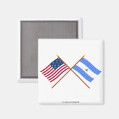 Aimant Drapeaux croisés États-Unis et Nicaragua (Recto/Verso)