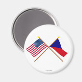 Aimant Drapeaux croisés États-Unis et République tchèque (Recto/Verso)
