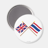Aimant Drapeaux croisés Royaume-Uni et Thaïlande (Recto/Verso)