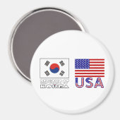 Aimant Drapeaux de la Corée du Sud et des États-Unis (Recto/Verso)