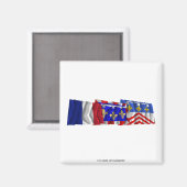 Aimant Drapeaux Eure-et-Loir, Centre et France (Recto/Verso)