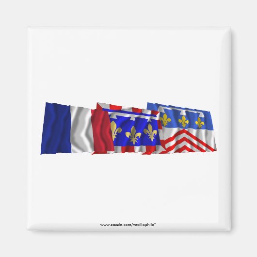 Aimant Drapeaux Eure-et-Loir, Centre et France (Devant)