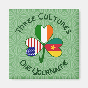 Aimant Drapeaux Irlandais Camerounais Américains Trèfle P