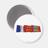 Aimant Drapeaux Manche, Basse-Normandie et France (Recto/Verso)