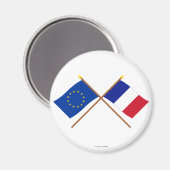Aimant Drapeaux traversés UE et France (Recto/Verso)