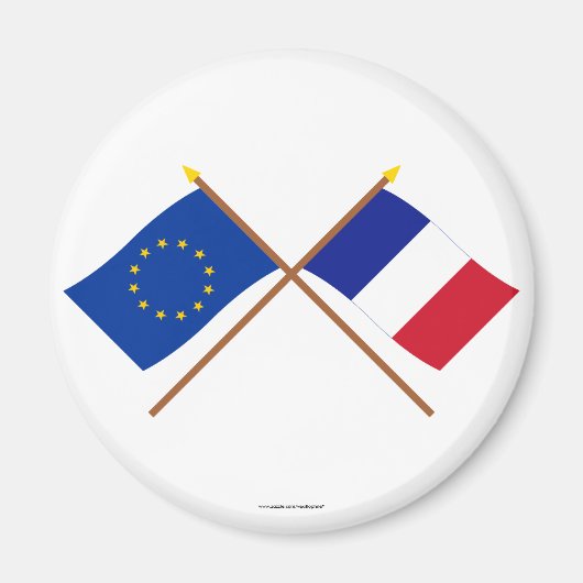 Aimant Drapeaux traversés UE et France (Devant)