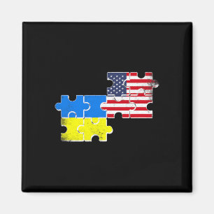 Aimant Drapeaux Ukraine États-Unis Vintage Racines Améric