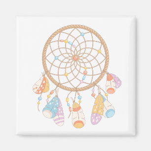 Aimant Dreamcatcher Tribal Boho En Blanc