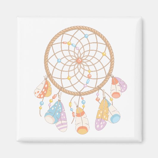 Aimant Dreamcatcher Tribal Boho En Blanc (Devant)