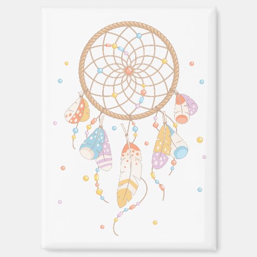 Aimant Dreamcatcher Tribal Boho Sur Blanc V2 (Recto)