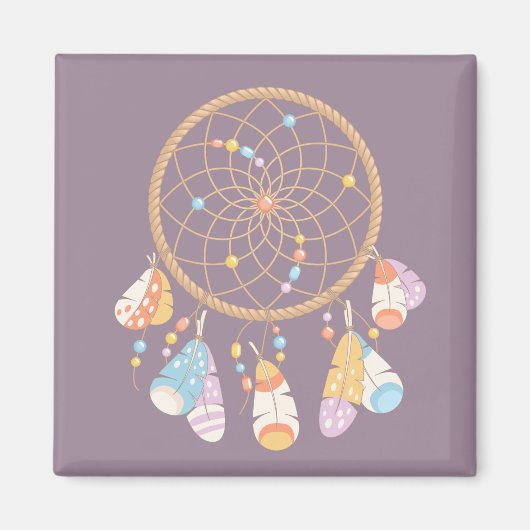 Aimant Dreamcatcher Tribal Boho Sur Purple (Devant)