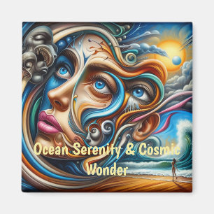 Aimant Dreamscape Abstrait Ocean Serenity & Cosmic Wonder