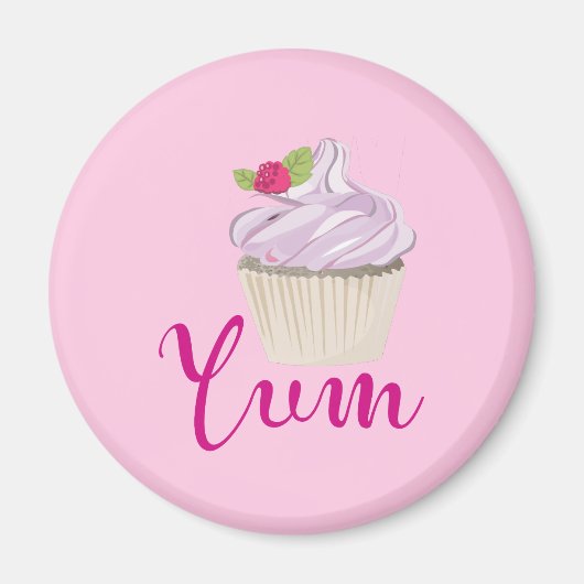 Aimant Dreamy Cupcake rose avec Yum framboise! (Devant)