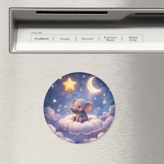 Aimant Dreamy elephant and midnight stars round large mag (In Situ (Lave-vaisselle))