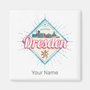 Aimant Dresde Allemagne Saxe Retro Skyline Vintage