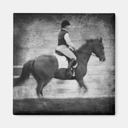 Aimant Dressage en Grunge noir et blanc (Devant)