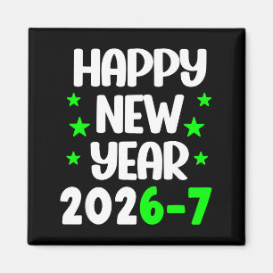 Aimant Drôle 67 Bonne Année 2026 Lettrage Blanc Vert