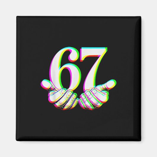 Aimant Drôle 67 Main Six Sept Mème Gen Alpha Slang Créati (Devant)