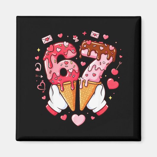 Aimant Drôle 67 Mème Six Sept Glace Couples Correspondant (Devant)
