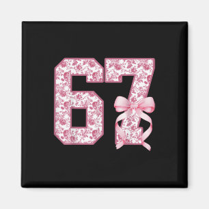 Aimant Drôle 67 Six Sept Coquette Féminin Rose Toile Femm