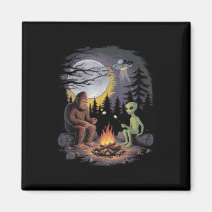 Aimant Drôle Alien Et Bigfoot Randonnée Lune Sasquatch Uf