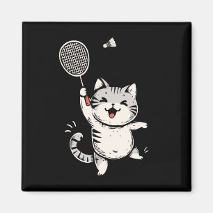 Aimant Drôle Badminton Chat Cute Kitty Joueur Badminton S