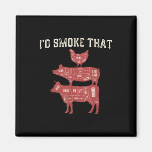 Aimant Drôle Bbq Cow Cog Poulet Graphique Femmes Hommes V