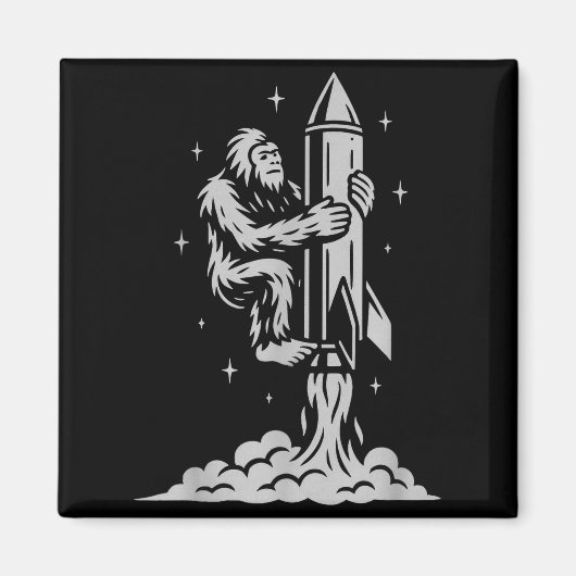 Aimant Drôle Bigfoot Volant Dans L'espace Avec Des Étoile (Devant)