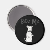 Aimant Drôle blanc américain Bulldog Bite me Cartoon (Recto/Verso)